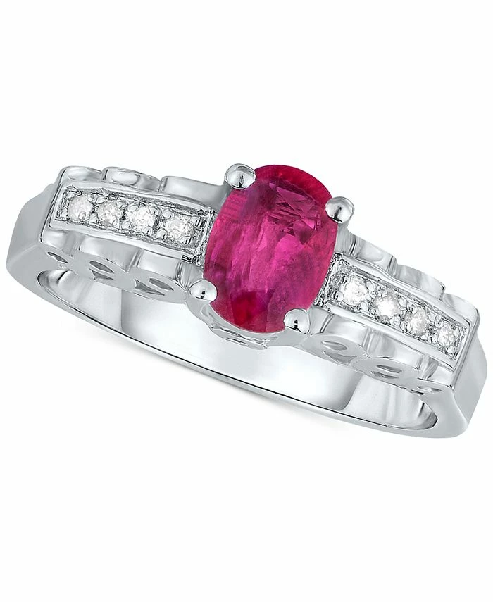 Macy's Ruby (9/10 Ct. T.w.) & Diamond Accent Ring In Sterling Silver 1 Macy's Ruby (9/10 Ct. T.w.) & Diamond Accent Ring In Sterling Silver