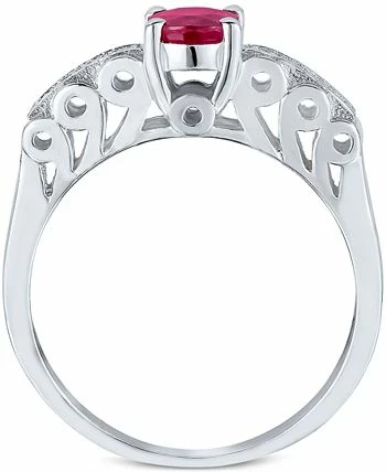 Macy's Ruby (9/10 Ct. T.w.) & Diamond Accent Ring In Sterling Silver 2 Macy's Ruby (9/10 Ct. T.w.) & Diamond Accent Ring In Sterling Silver - Image 2