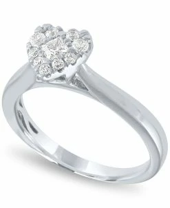 Macy's Diamond Heart Halo Ring (1/3 Ct. T.w.) In 14k White Gold