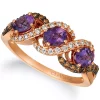 Le Vian Grape Amethyst™ (3/4 Ct.t.w.), Nude Diamonds™ (1/5 Ct.t.w.), And Chocolate Diamonds® (1/4 Ct.t.w.) Three Stone Ring Set In 14k Rose Gold