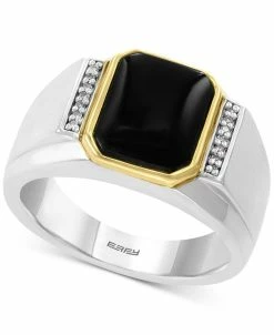 EFFY Collection ® Men's Onyx (11 X 9mm) & Diamond Accent Ring In Sterling Silver & 14k Gold