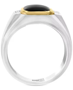 EFFY Collection ® Men's Onyx (11 X 9mm) & Diamond Accent Ring In Sterling Silver & 14k Gold -rings shop 10528850 fpx
