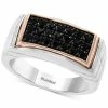 EFFY Collection ® Men's Black Sapphire Ring (3/4 Ct. T.w.) In Sterling Silver & 18k Rose Gold-Plate
