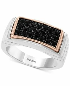 EFFY Collection ® Men's Black Sapphire Ring (3/4 Ct. T.w.) In Sterling Silver & 18k Rose Gold-Plate