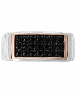 EFFY Collection ® Men's Black Sapphire Ring (3/4 Ct. T.w.) In Sterling Silver & 18k Rose Gold-Plate -rings shop 10529465 fpx