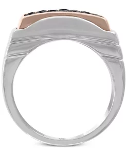EFFY Collection ® Men's Black Sapphire Ring (3/4 Ct. T.w.) In Sterling Silver & 18k Rose Gold-Plate -rings shop 10529466 fpx