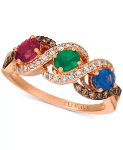 Le Vian Multi-Gemstone (1-3/4 Ct. T.w.) & Diamond (3/8 Ct. T.w.) Ring In 14k Rose Gold
