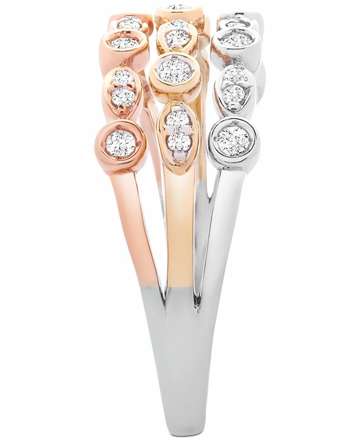 Wrapped Diamond Tricolor Triple Band Ring (1/4 Ct. T.w.) In 14k Gold, White & Rose Gold, Created For Macy's 4 Wrapped Diamond Tricolor Triple Band Ring (1/4 Ct. T.w.) In 14k Gold, White & Rose Gold, Created For Macy's - Image 4