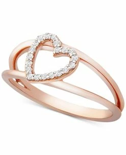 Wrapped Diamond Heart Ring (1/10 Ct. T.w.) In 14k Rose Gold, Created For Macy's