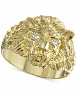 Macy's Diamond Accent Lion Ring In 10k Gold