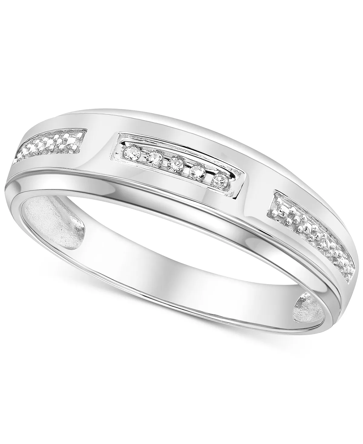 Macy's En's Diamond Accent Wedding Band In 14k White Gold Or Yellow Gold 1 Macy's En's Diamond Accent Wedding Band In 14k White Gold Or Yellow Gold