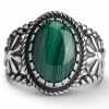 American West Malachite Or Orange Spiny Oyster Bezel Set Ring In Sterling Silver