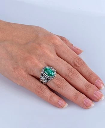 American West Malachite Or Orange Spiny Oyster Bezel Set Ring In Sterling Silver 2 American West Malachite Or Orange Spiny Oyster Bezel Set Ring In Sterling Silver - Image 2