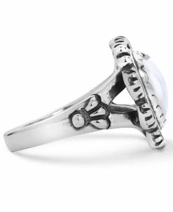 American West Hite Mother Of Pearl Heart Bezel Set Ring In Sterling Silver -rings shop 11510429 fpx