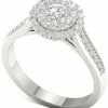Macy's Diamond (1 Ct. T.w.) Halo Ring In 14k White Gold