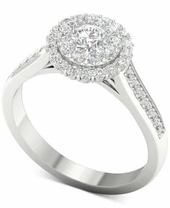 Macy's Diamond (1 Ct. T.w.) Halo Ring In 14k White Gold