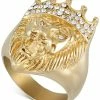 LEGACY For MEN By Simone I. Smith Stal Lion Ring In Gold-Tone Ion-Plated Stainless Steel