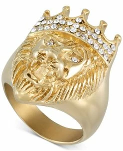LEGACY For MEN By Simone I. Smith Stal Lion Ring In Gold-Tone Ion-Plated Stainless Steel