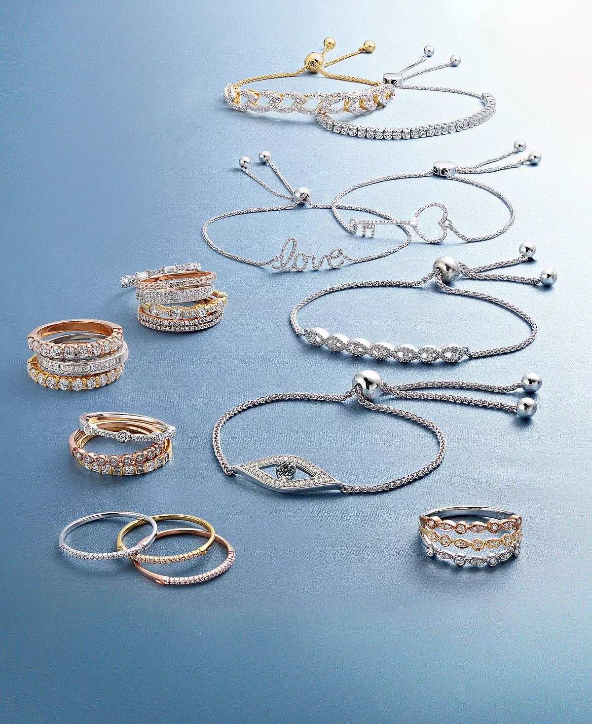 Wrapped Diamond Tricolor Triple Band Ring (1/4 Ct. T.w.) In 14k Gold, White & Rose Gold, Created For Macy's 5 Wrapped Diamond Tricolor Triple Band Ring (1/4 Ct. T.w.) In 14k Gold, White & Rose Gold, Created For Macy's - Image 5