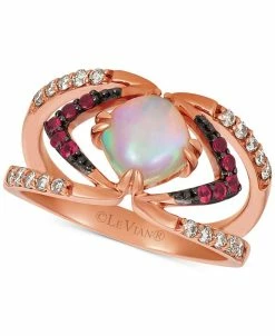 Le Vian Neopolitan Opal (3/4 Ct. T.w.), Passion Ruby (1/6 Ct. T.w.), & Nude Diamonds (1/4 Ct. T.w.) Ring Set In 14k Rose Gold