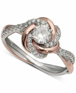 Giani Bernini Cubic Zirconia Love Knot Ring In 18k Rose Gold Over Sterling Silver And Sterling Silver, Created For Macy's