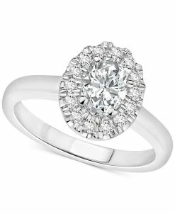 rings shop 3 Macy's Diamond Oval Halo Engagement Ring (1 Ct. T.w.) In 14k White, Yellow Or Rose Gold
