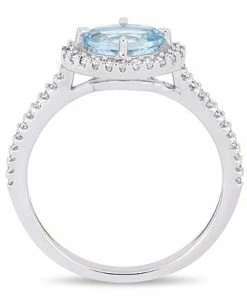 Macy's Aquamarine (5/8 Ct.t.w.) And Diamond (1/4 Ct.t.w.) Halo Ring In 10k White Gold -rings shop 13340899 fpx
