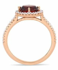 Macy's Garnet (1 Ct.t.w.) And Diamond (1/4 Ct.t.w.) Halo Ring In 10k Rose Gold -rings shop 13340938 fpx