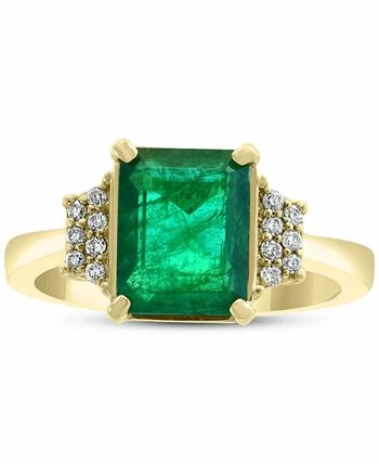 EFFY Collection ® Emerald (2-1/5 Ct. T.w.) & Diamond (1/10 Ct. T.w.) Statement Ring In 14k Gold 3 EFFY Collection ® Emerald (2-1/5 Ct. T.w.) & Diamond (1/10 Ct. T.w.) Statement Ring In 14k Gold - Image 3