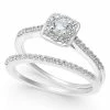 Macy's Diamond Halo Bridal Set (1/2 Ct. T.w.) In 14k White Gold