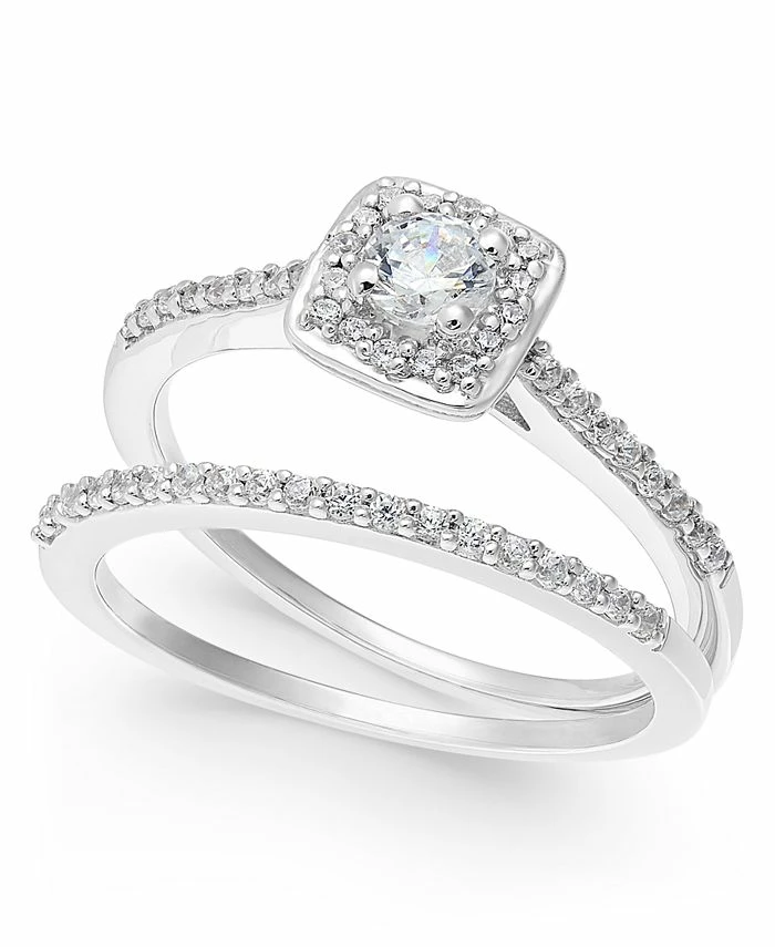 Macy's Diamond Halo Bridal Set (1/2 Ct. T.w.) In 14k White Gold 1 Macy's Diamond Halo Bridal Set (1/2 Ct. T.w.) In 14k White Gold