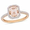 Macy's Organite (7/8 Ct. T.w.) And Diamond (1/4 Ct. T.w.) Halo Ring In 14k Rose Gold