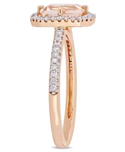 Macy's Organite (7/8 Ct. T.w.) And Diamond (1/4 Ct. T.w.) Halo Ring In 14k Rose Gold -rings shop 14799480 fpx