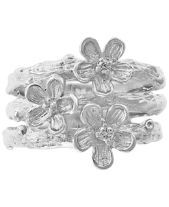 EFFY Collection ® Diamond Flower Stack-Look Statement Ring (1/20 Ct. T.w.) In Sterling Silver -rings shop 15174683 fpx