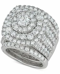 Macy's 3-Pc. Diamond Multi-Halo Cluster Bridal Set (5-3/8 Ct. T.w.) In 14k White Gold