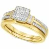 Promised Love Diamond Square Cluster Engagement Ring (1/4 Ct. T.w.) In 14k Gold-Plated Sterling Silver Or Sterling Silver