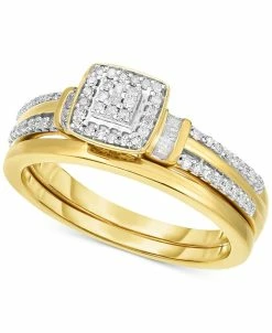 Promised Love Diamond Square Cluster Engagement Ring (1/4 Ct. T.w.) In 14k Gold-Plated Sterling Silver Or Sterling Silver
