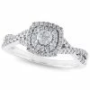 Macy's Diamond 3/8 Ct. T.w. Halo Engagement Ring In 14k White Gold