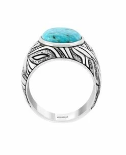 EFFY Collection ® Men's Turquoise (14x12 Mm) Ring In Sterling Silver -rings shop 15766765 fpx