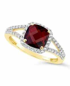 Macy's Garnet (2 Ct. T.w.) And Created White Sapphire (1/4 Ct. T.w.) Ring In 10k Yellow Gold