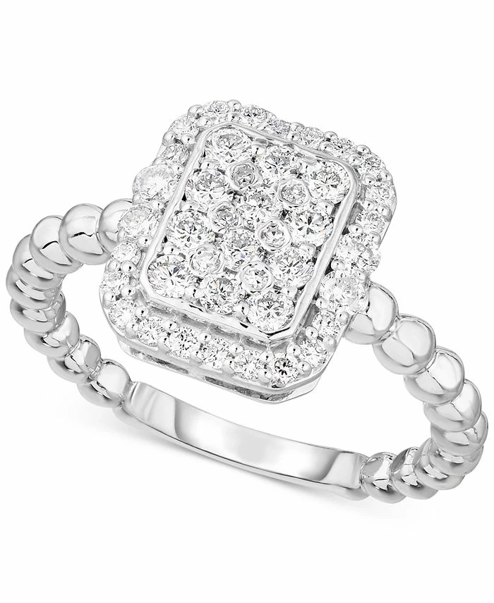 Forever Grown Diamonds Lab-Created Diamond Rectangle Cluster Halo Statement Ring (3/4 Ct. T.w.) In Sterling Silver 1 Forever Grown Diamonds Lab-Created Diamond Rectangle Cluster Halo Statement Ring (3/4 Ct. T.w.) In Sterling Silver