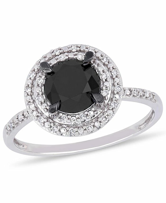 Macy's Black And White Diamond (1 5/8 Ct. T.w.) Double Halo Engagement Ring In 14k White Gold 1 Macy's Black And White Diamond (1 5/8 Ct. T.w.) Double Halo Engagement Ring In 14k White Gold