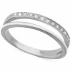 Macy's Diamond Split Shank Band (1/10 Ct. T.w.) In Sterling Silver