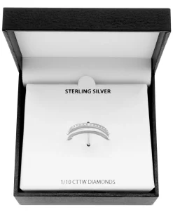 Macy's Diamond Split Shank Band (1/10 Ct. T.w.) In Sterling Silver -rings shop 16292251 fpx
