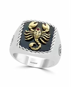 EFFY Collection ® Men's Certified Ruby And Hematite Scorpion Ring In Sterling Silver