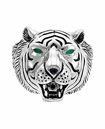 EFFY Collection ® Men's Green Agate And Onyx Tiger Ring In Sterling Silver 2 EFFY Collection ® Men's Green Agate And Onyx Tiger Ring In Sterling Silver - Image 2