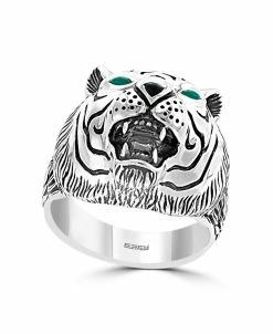 EFFY Collection ® Men's Green Agate And Onyx Tiger Ring In Sterling Silver