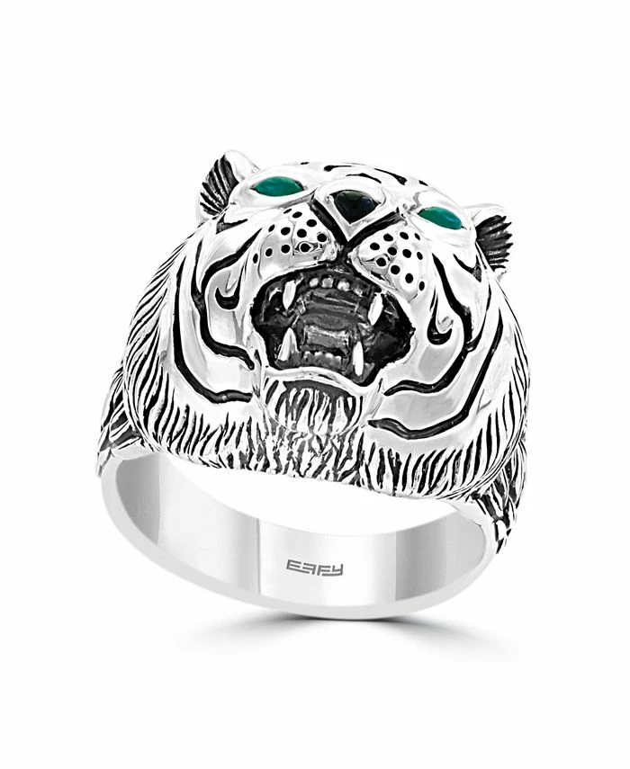 EFFY Collection ® Men's Green Agate And Onyx Tiger Ring In Sterling Silver 1 EFFY Collection ® Men's Green Agate And Onyx Tiger Ring In Sterling Silver