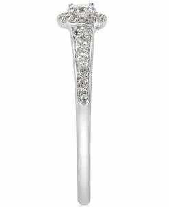 Macy's Diamond Halo Engagement Ring (3/8 Ct. T.w.) In 14k White Gold -rings shop 16477541 fpx