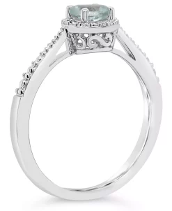 Macy's Emerald (1/2 Ct. T.w.) And Diamond Accent Ring In Sterling Silver (Also Available In Aquamarine) -rings shop 16593467 fpx